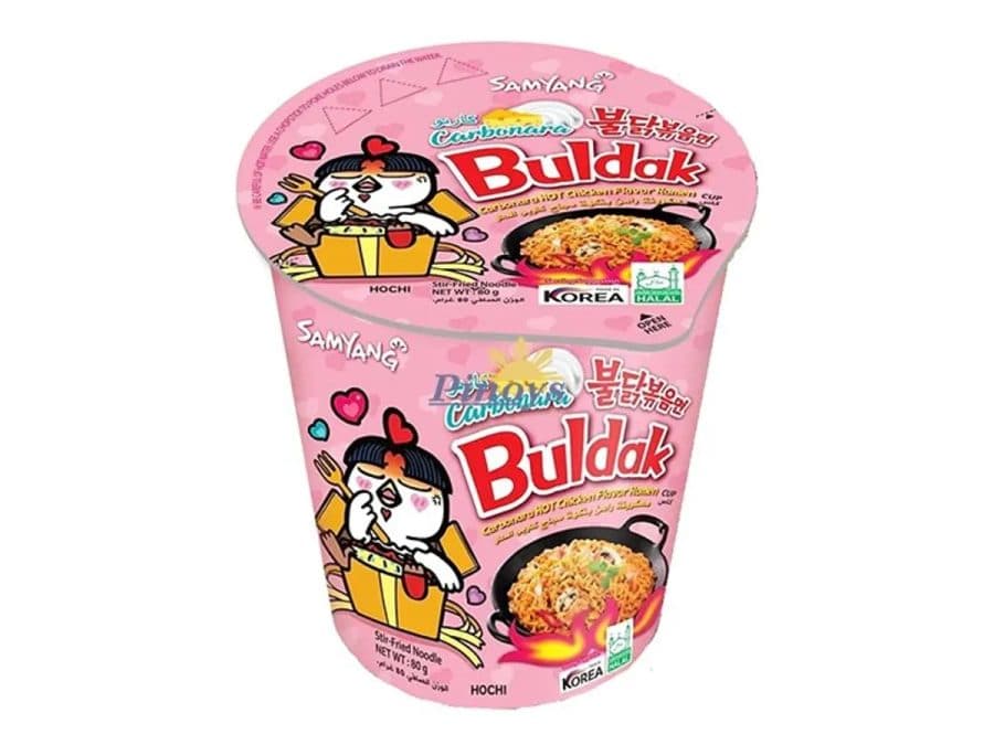 Ramen épicé saveur Carbonara Buldak en coupelle — Buldak | TAZA Supermarché Halal Strasbourg