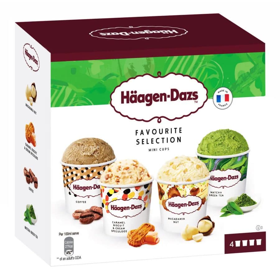Häagen-Dazs Mini Cups 4×100ml Variétés — Häagen-Dazs | TAZA Supermarché Halal Strasbourg